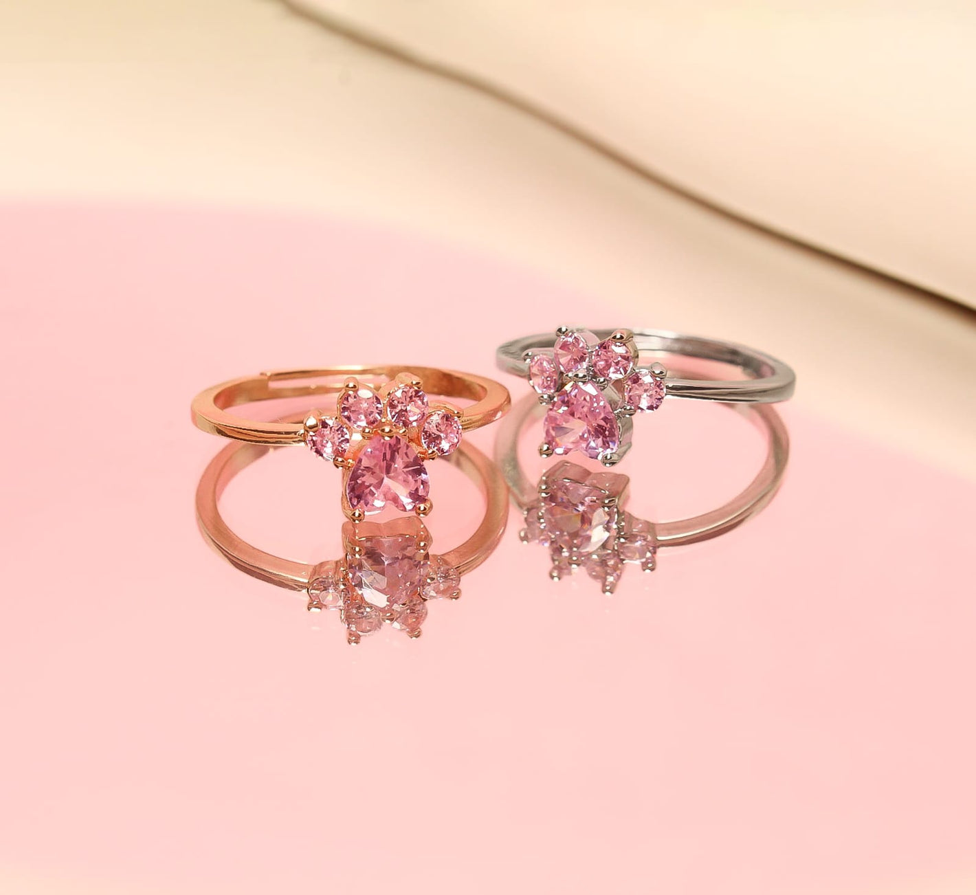 Anillo huellita rosa