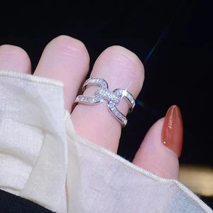 Anillo chapado de oro blanco de 18 K, con incrustaciones de zirconia 💎🔝