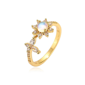 Anillo Floral con Perla